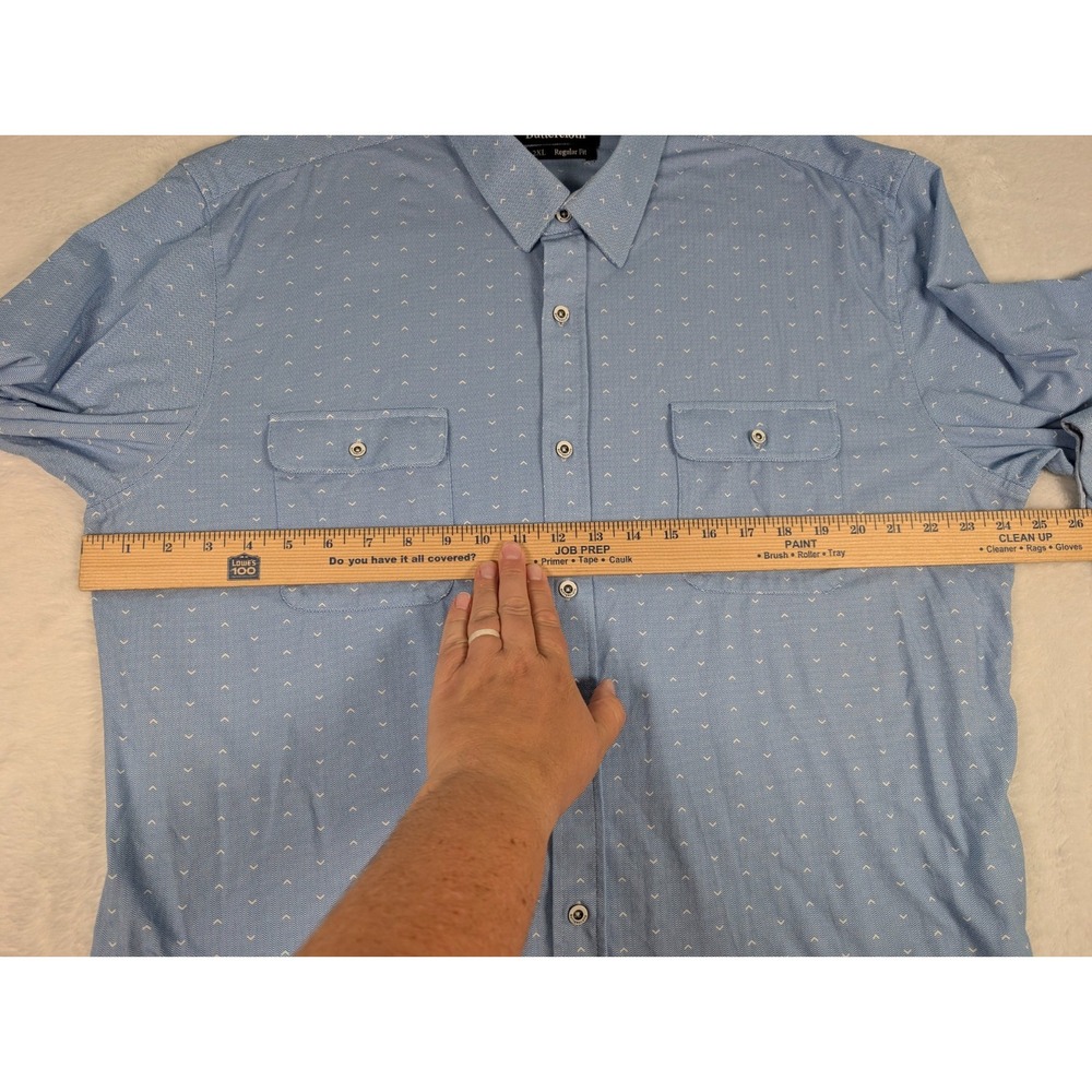Buttercloth Icy Cotton Long Sleeve Shirt Mens 2XL Reg Fit Blue Geometric AOP - Picture 3 of 9